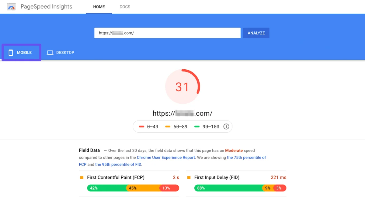 پیشنهادهای PageSpeed Insights برای بهبود سرعت نسخه موبایل